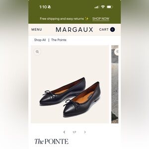 Margaux The Point Flats - black nappa leather